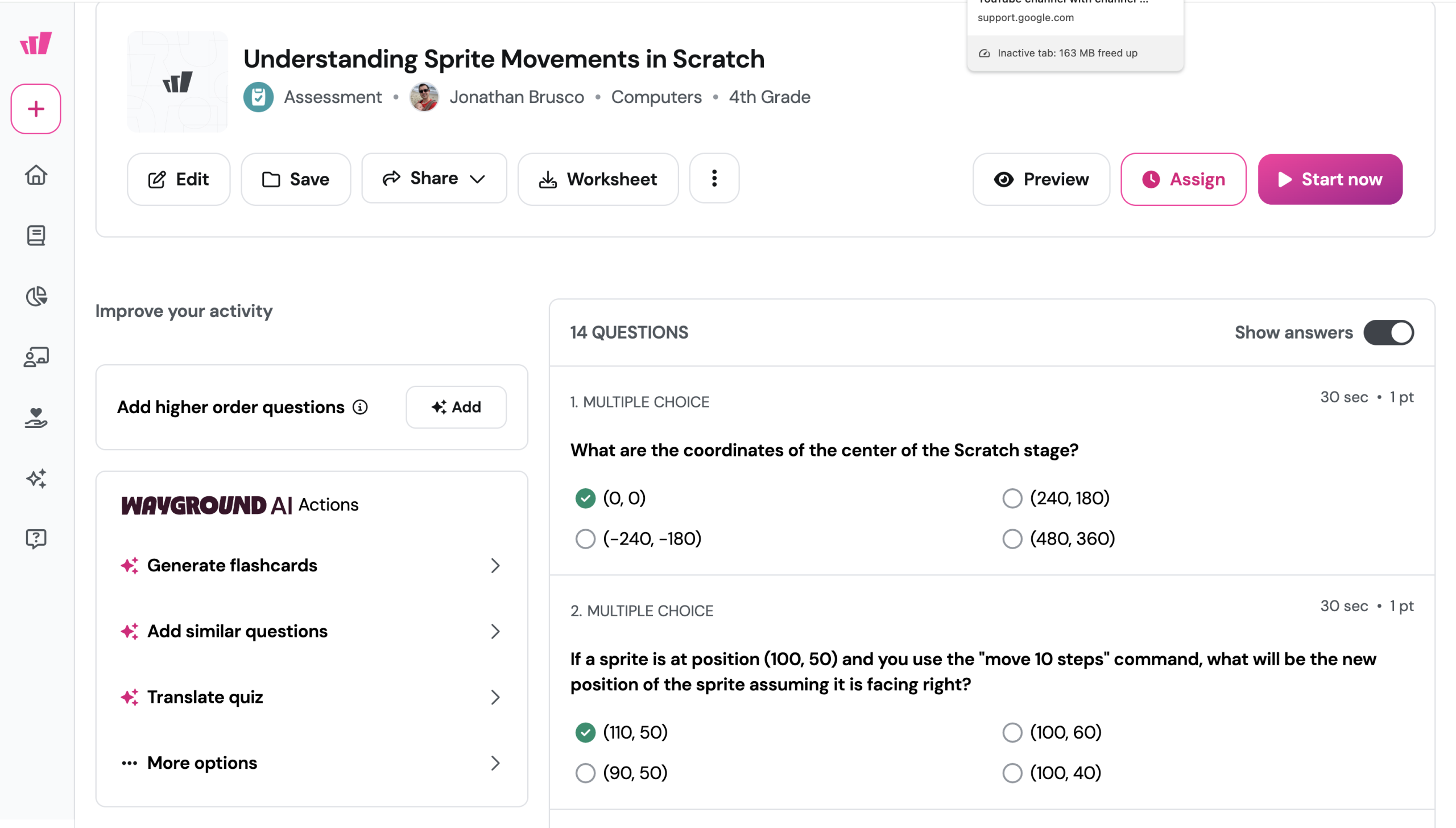 Wayground 대시보드